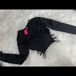 Black cutout crop top